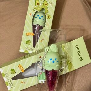 Kevin&COCO Cute Green  Ice Cream Keychain Charm with Glitter Pink Oil